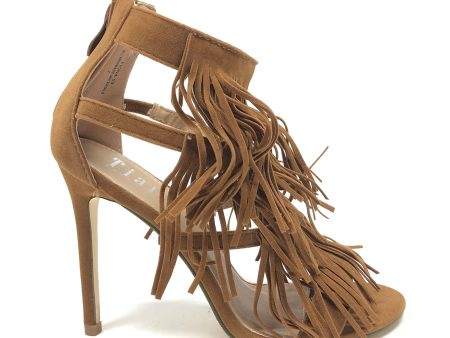 Brown Sandals Heels Stiletto Tiara, Size 7 Supply