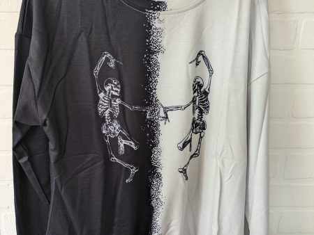 Black & Grey Top Long Sleeve Skeleton Halloween, Size M Supply