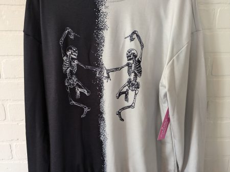 Black & Grey Top Long Sleeve Skeleton Halloween, Size M Fashion