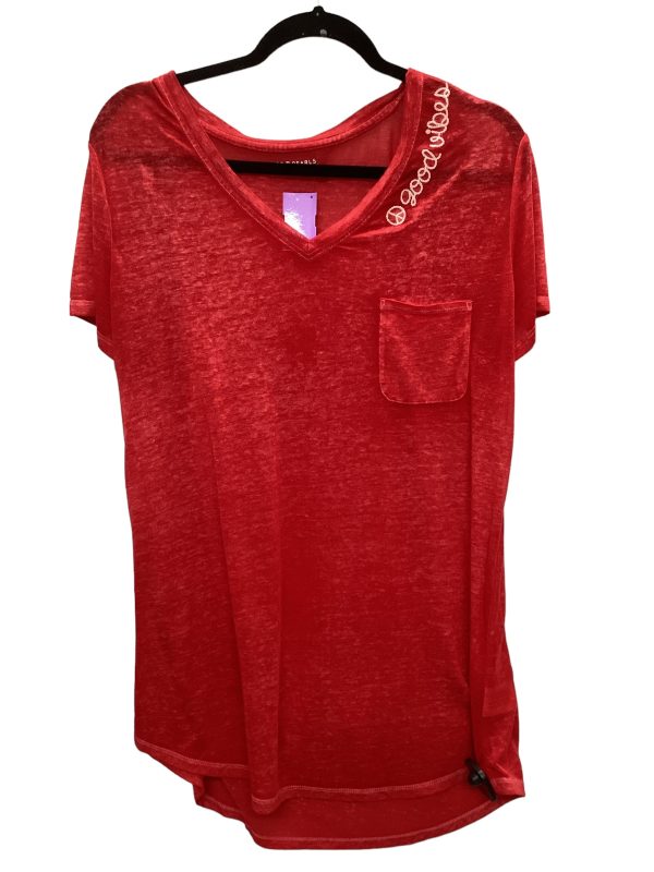 Red Top Short Sleeve Clothes Mentor, Size L Online Sale