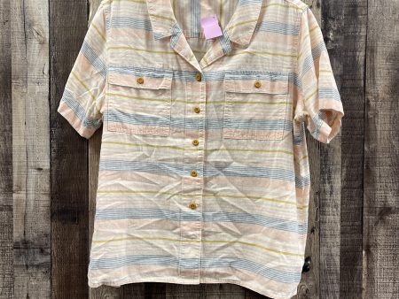 Striped Pattern Top Short Sleeve Duluth Trading, Size L For Discount