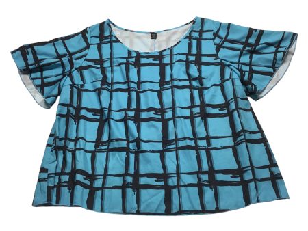 Black & Blue Top Short Sleeve Shein, Size 3x For Sale