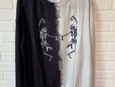 Black & Grey Top Long Skeleton Halloween, Size Xl Fashion