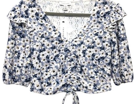 Blue & White Top Short Sleeve Top Shop, Size 8 For Discount