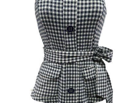 Strapless Belted Gingham Top Eva Franco, Size Xs For Sale