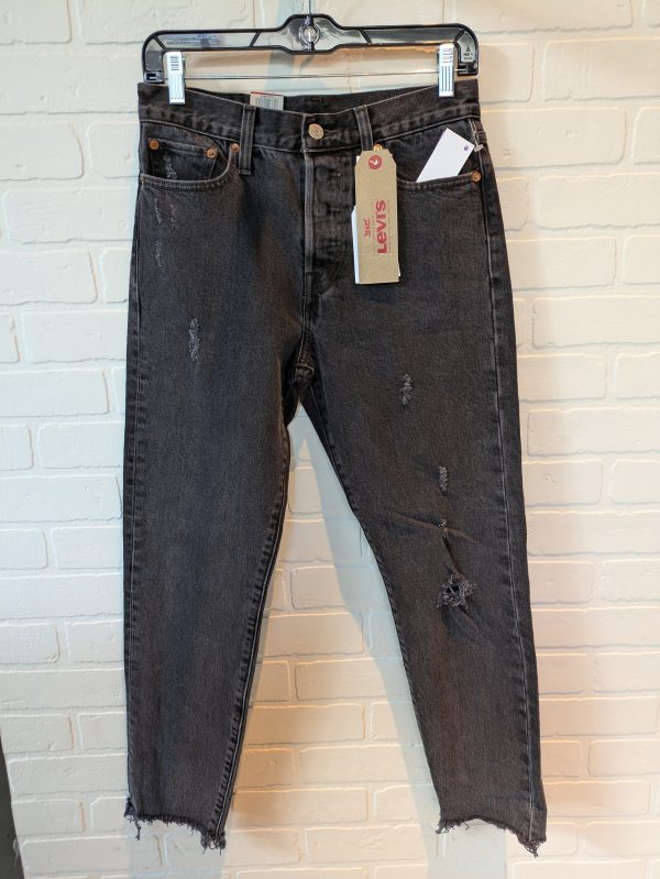 Black Denim Jeans Wide Leg Levis, Size 6 For Sale