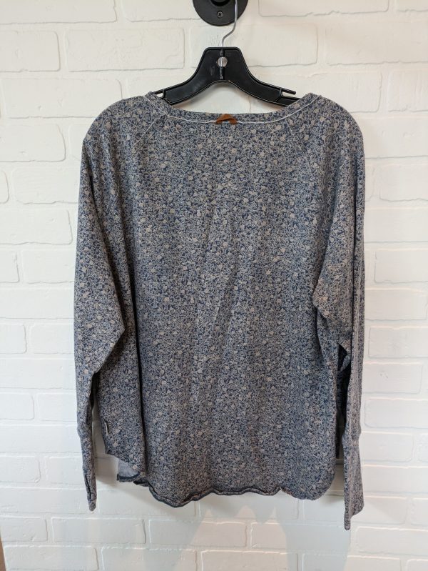 Blue & Cream Top Long Sleeve Frye And Co, Size 1x Cheap