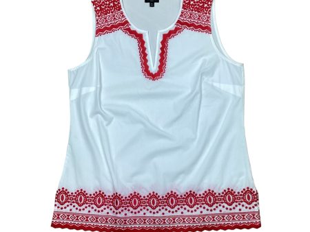 Red & White Top Sleeveless Talbots, Size M Discount