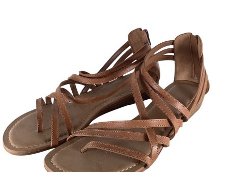 Tan Sandals Heels Wedge Carlos By Carlos Santana, Size 8 For Cheap