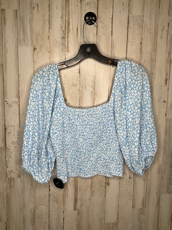 Blue & White Top Short Sleeve Grace, Size M Online