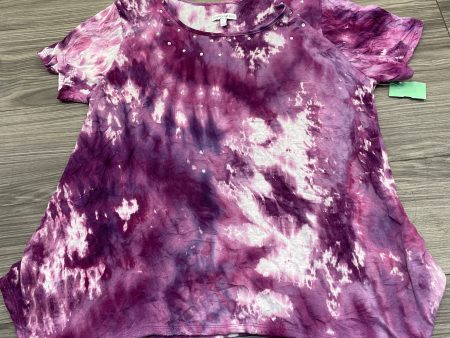 Tie Dye Print Top Short Sleeve Fashion Bug, Size L For Cheap