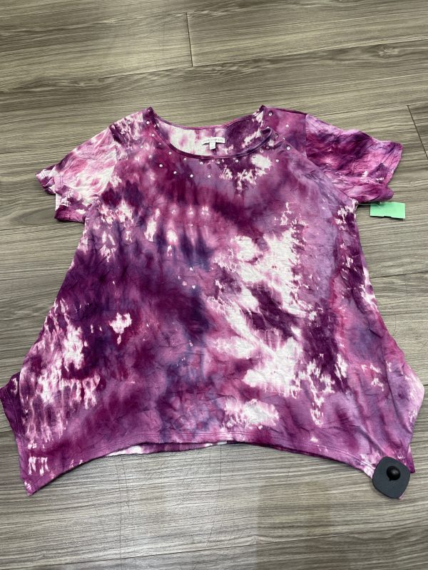 Tie Dye Print Top Short Sleeve Fashion Bug, Size L For Cheap