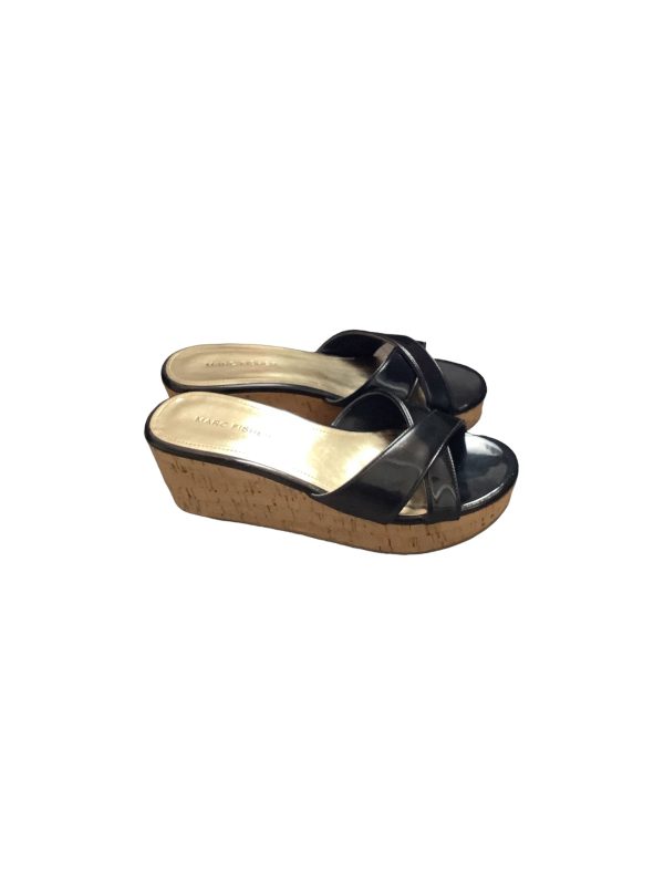 Black Sandals Heels Wedge Marc Fisher, Size 7 Online Hot Sale