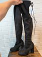 Black Boots Over-the-knee Heels Size 6 on Sale