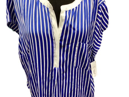 Blue & White Top Short Sleeve Liz Claiborne, Size 2x on Sale