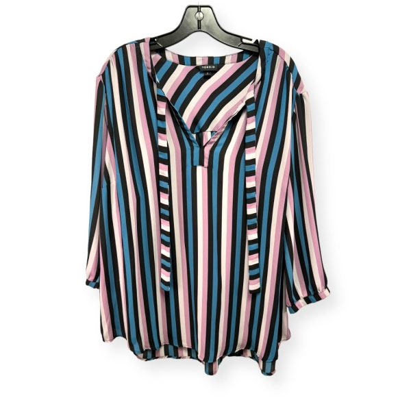 Striped Pattern Blouse Long Sleeve Torrid, Size 3x Online now