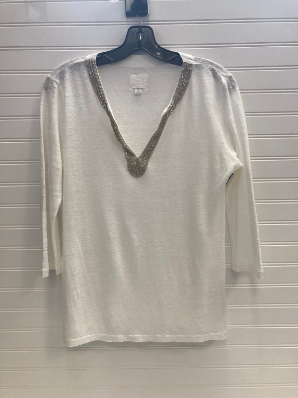 White Top 3 4 Sleeve 120 Lino, Size L Online Sale