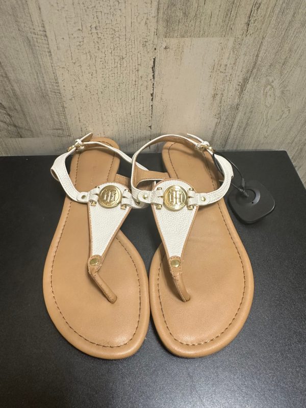 White Sandals Flats Tommy Hilfiger, Size 8.5 on Sale