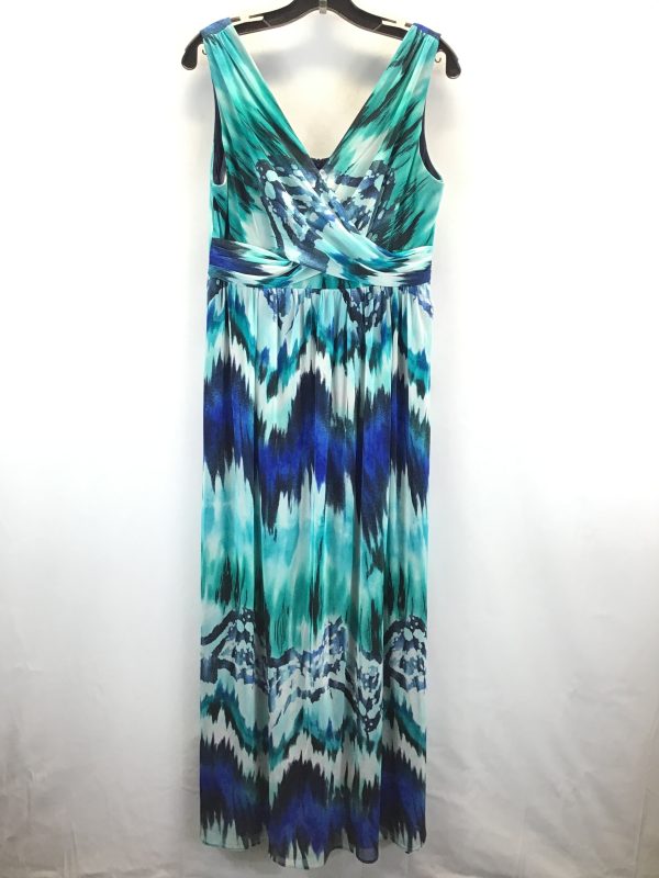 Blue & Green Dress Casual Maxi R And M Richards, Size 8 Discount