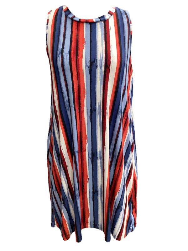 Blue & Red & White Dress Casual Midi Apt 9, Size S on Sale