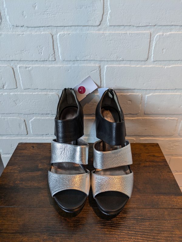 Black & Silver Shoes Heels Wedge Calvin Klein, Size 8 Online Sale