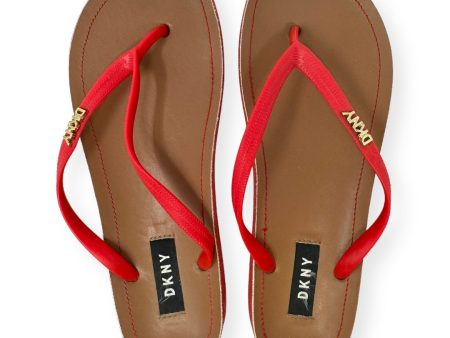 Red Sandals Flip Flops Dkny, Size 6.5 Cheap