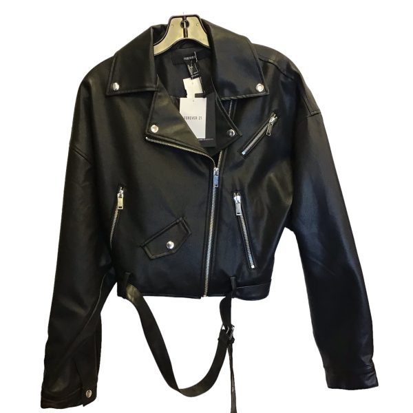 Black Jacket Moto Forever 21, Size S Online Sale