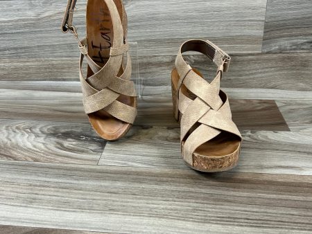 Tan Sandals Heels Wedge Blowfish, Size 7.5 For Sale