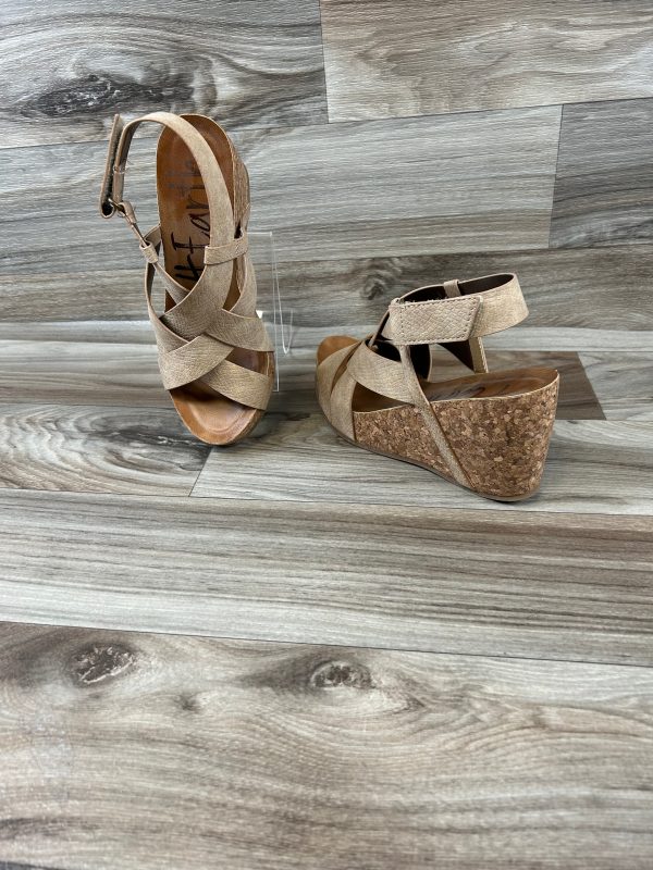 Tan Sandals Heels Wedge Blowfish, Size 7.5 For Sale