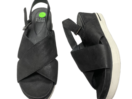 Black Sandals Heels Wedge By Eileen Fisher, Size: 8.5 Online Hot Sale