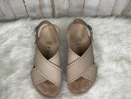 Tan Sandals Heels Wedge Birkenstock, Size 6.5 Fashion